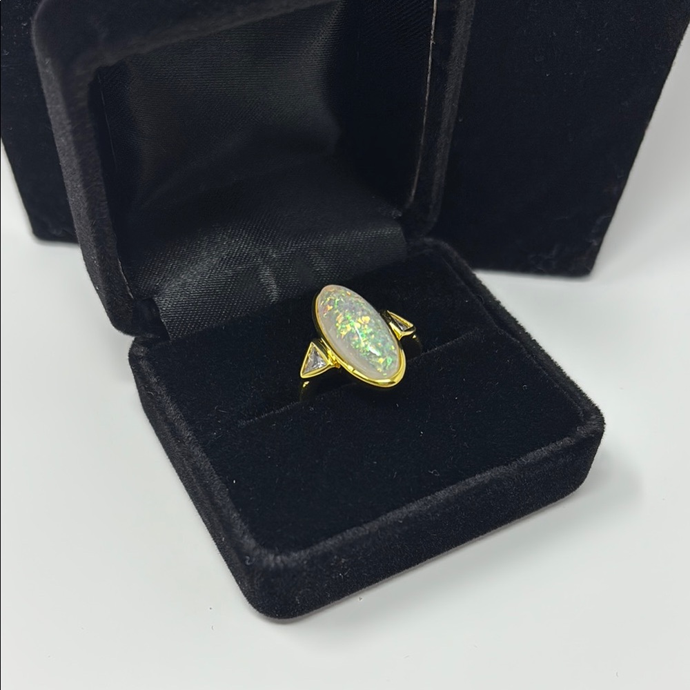 Elegant Gold Simulated Opal Ring